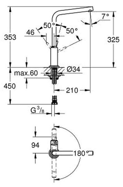GROHE Atrio - Páková drezová batéria, chróm 32136001