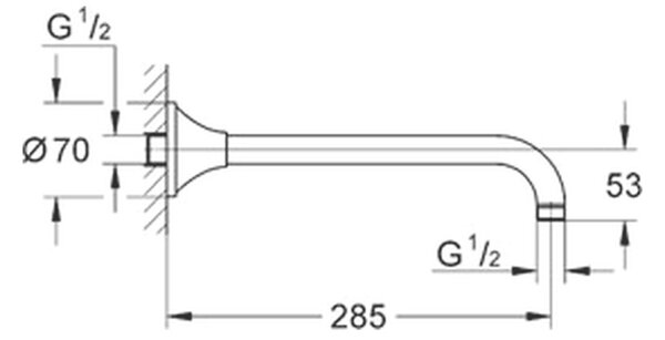 GROHE Rainshower Grandera - Sprchové rameno 285 mm, chróm 27986000