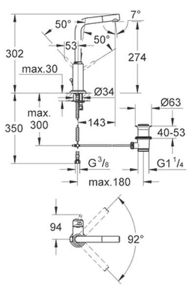 GROHE Atrio - Páková umývadlová batéria, veľkosť L, chróm 32129001
