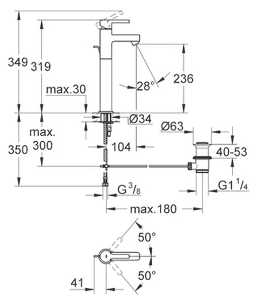 GROHE Lineare - Páková umývadlová batéria, veľkosť XL, chróm 32250000