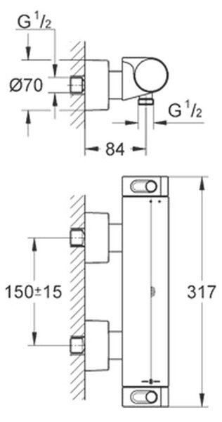 GROHE Grohtherm 2000 - Termostatická sprchová batéria, chróm 34169001