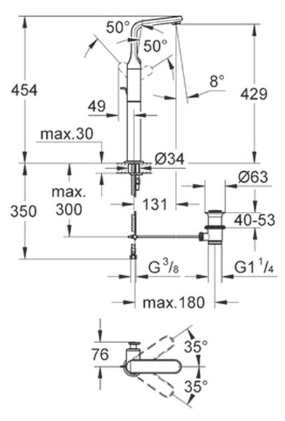 GROHE Veris - Páková umývadlová batéria, veľkosť XL, chróm 32191000