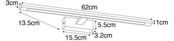 Nástenná lampa biela 62 cm vrátane LED IP44 - Jerre
