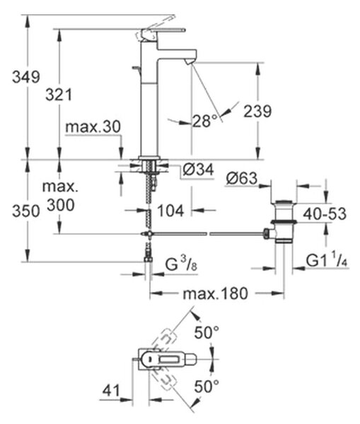 GROHE Quadra - Páková umývadlová batéria, veľkosť XL, chróm 32633000