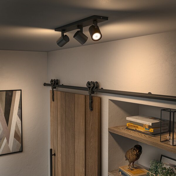 Stropné svietidlá Philips Hue, Philips Hue Runner, stmievateľné, Čierna, Obývacia izba, Hliník, Moderný
