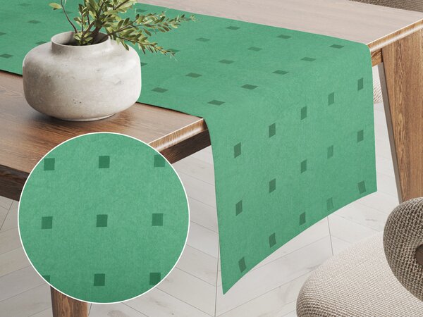 Biante Dekoračný behúň na stôl PM-022 Štvorčeky na zelenom 20x120 cm