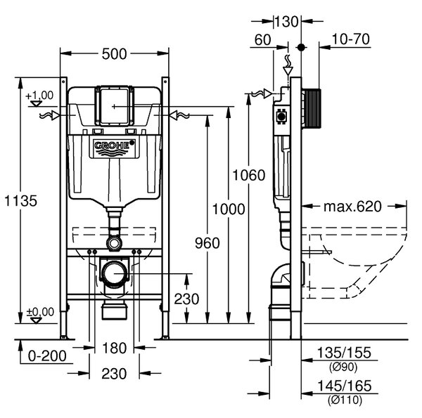 GROHE Rapid SL Project - Modul pre závesné WC, stavebná výška 1130 mm, 38840000