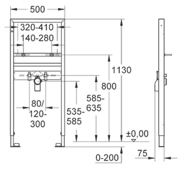 GROHE Rapid SL - Inštalačný modul pre umývadlo, 1,13 m, 38554001