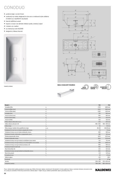Kaldewei Conoduo - Vaňa 1700x750 mm, Perl-effekt, alpská biela 235000013001