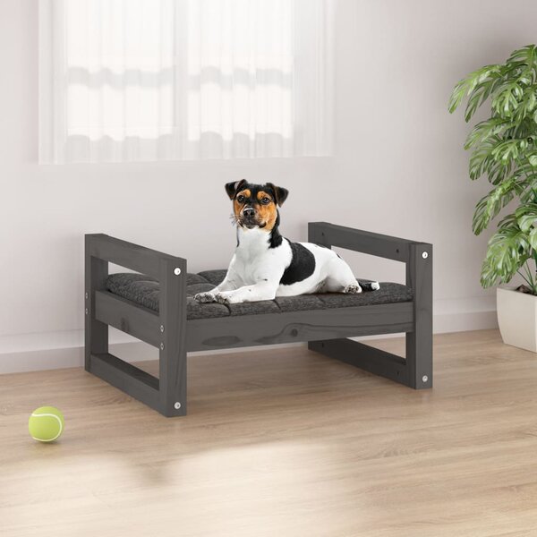 Psia posteľ sivá 55,5x45,5x28 cm borovicový masív