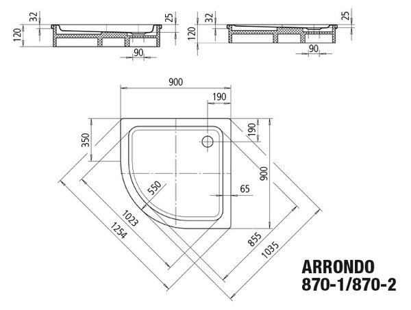 Kaldewei Arrondo - Sprchová vanička s polystyrénovým nosičom 900x900 mm, alpská biela 460048040001