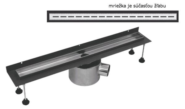 Sprchový žľab SLOT L - K STENE s horizontálnou a vertikálnou prírubou, 60 cm