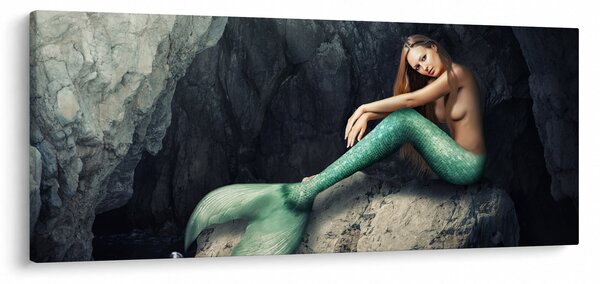 Obraz - Morská panna na skale (120x50 cm)