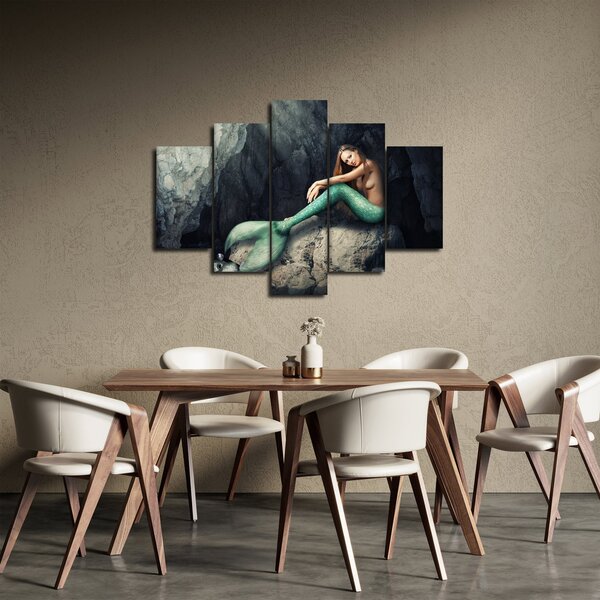 Obraz - Morská panna na skale (150x105 cm)