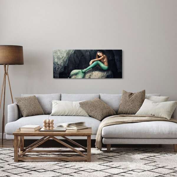 Obraz - Morská panna na skale (120x50 cm)