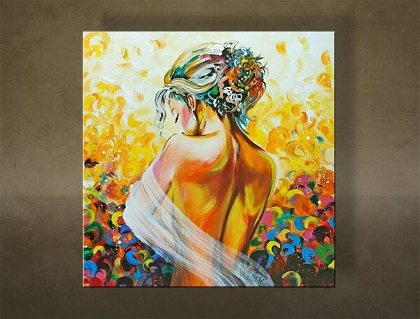 Maľovaný obraz na stenu DeLUXE - ŽENA - 70×70 cm / Klasický 2 cm