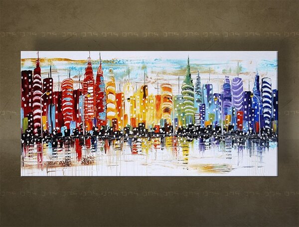 Maľovaný obraz na stenu MESTO - 100×50 cm / Klasický 2 cm
