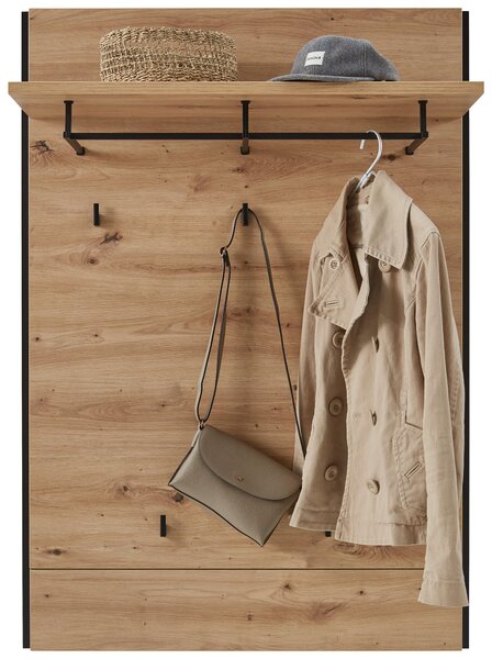 VEŠIAKOVÝ PANEL, čierna, dub artisan, 88/126/32 cm Voleo - Vešiakové steny