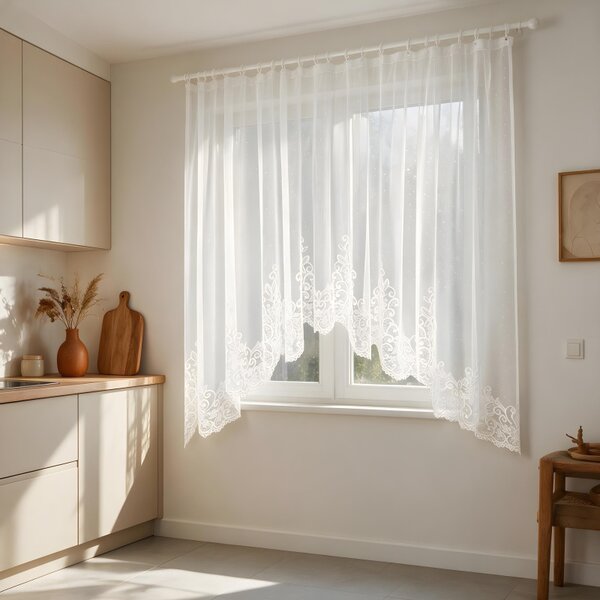 Hotová žakárová oblúková záclona biela 160x320 Ervi 4304