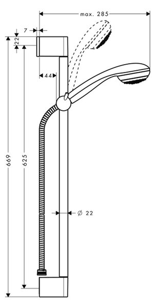 Hansgrohe Crometta 85 - Sprchová sada Mono so sprchovou tyčou 65 cm, chróm 27728000