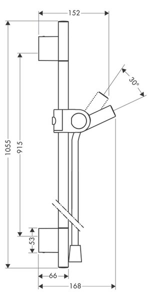 Axor Uno - Sprchová tyč 900 mm s hadicou 1600 mm, chróm 27989000