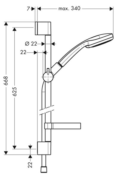 Hansgrohe Croma 100 - Vario sprchová súprava so sprchovou tyčou 65 cm a miskou na mydlo, chróm 27772000