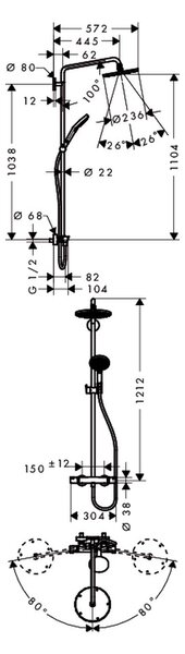Hansgrohe Raindance Select S - Sprchová súprava Showerpipe 240 1jet, chróm 27115000