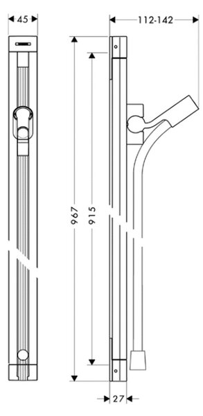 Hansgrohe Unica - Sprchová tyč Raindance 900 mm so sprchovou hadicou Isiflex 1600 mm, chróm 27636000