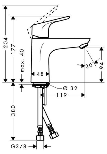Hansgrohe Focus - Umývadlová batéria 100 bez odtokovej súpravy, chróm 31517000
