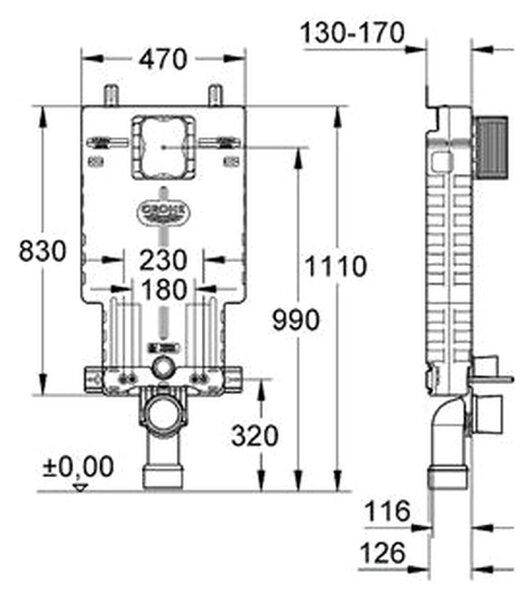 GROHE 2v1 - Uniset nádržka WC + tlačidlo, 38643/SET