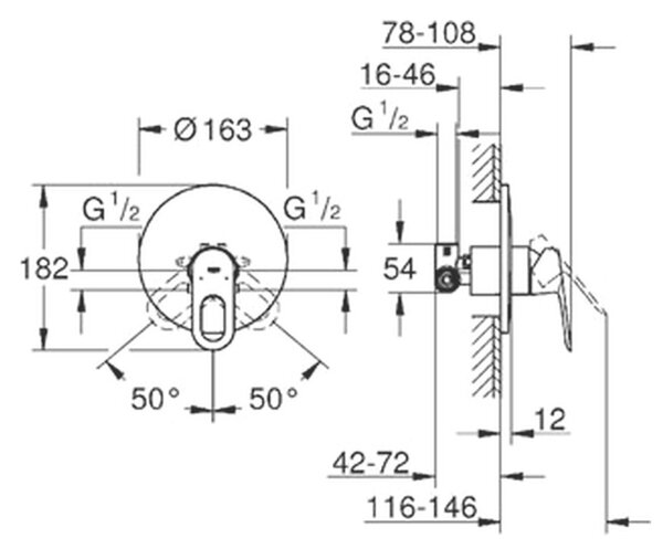 GROHE BauLoop - Páková sprchová batéria, chróm 29080000