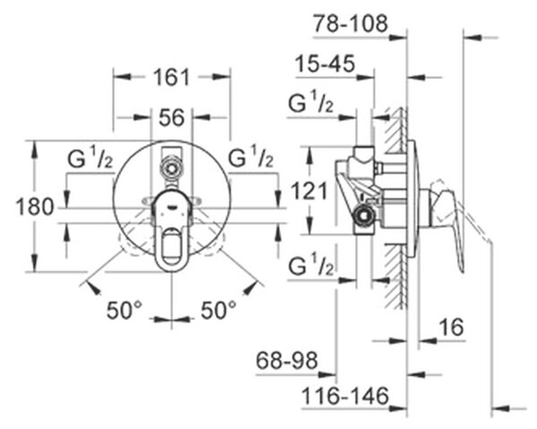 GROHE BauLoop - Páková vaňová batéria, komplet, chróm 29081000