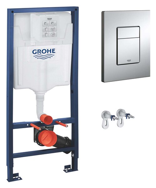 GROHE Rapid SL set 3v1 - Modul pre závesné WC s tlačidlom a úchytmi, stavebná výška 1130 mm, chróm 38528/SET + 3855800M