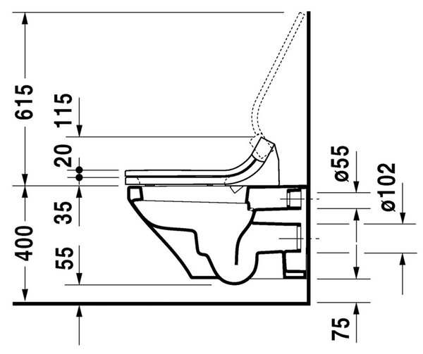 Duravit DuraStyle - Závesné WC pre SensoWash® 620x370 mm, biela 2537590000