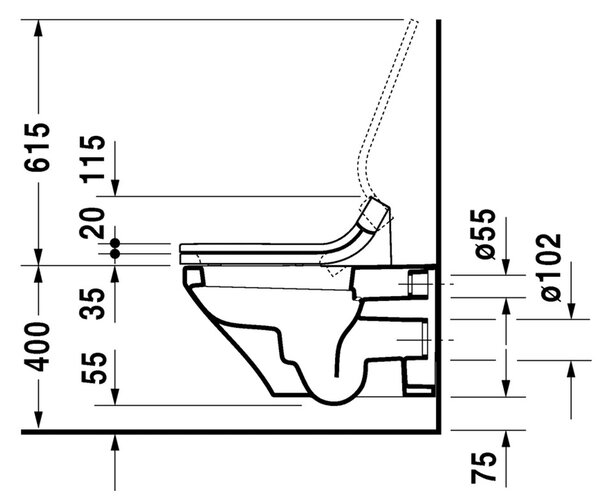 Duravit DuraStyle - Závesné WC pre SensoWash® 620x370 mm, biela 2537590000