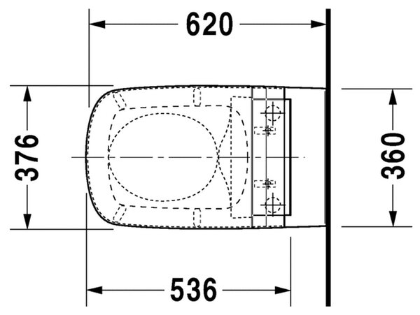 Duravit DuraStyle - Závesné WC pre SensoWash® 620x370 mm, biela 2537590000