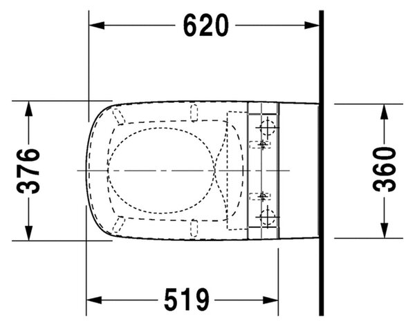 Duravit DuraStyle - Závesné WC pre SensoWash® 620x370 mm, biela 2537590000