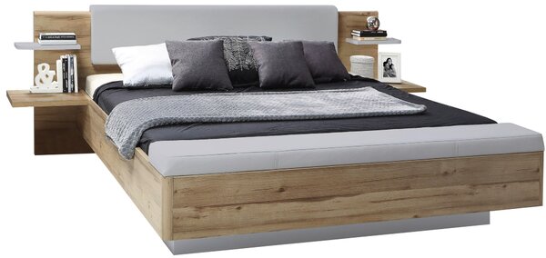 POSTEĽ S NOČNÝMI STOLÍKMI, 180/200 cm, sivá, dub artisan Ti'me - Postele