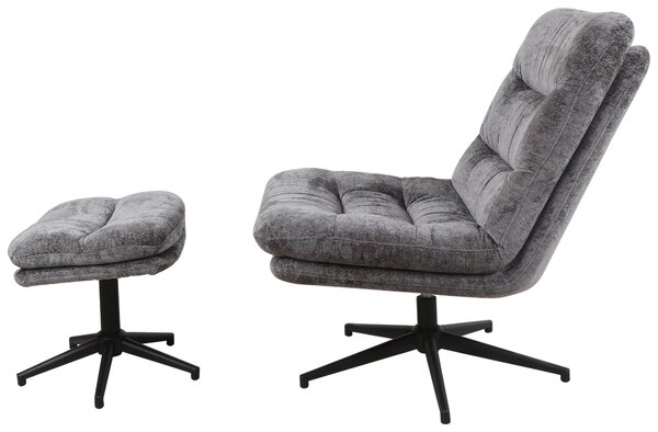RELAXAČNÉ KRESLO S PODNOŽKOU, kov, textil, antracitová Cantus - Kreslá