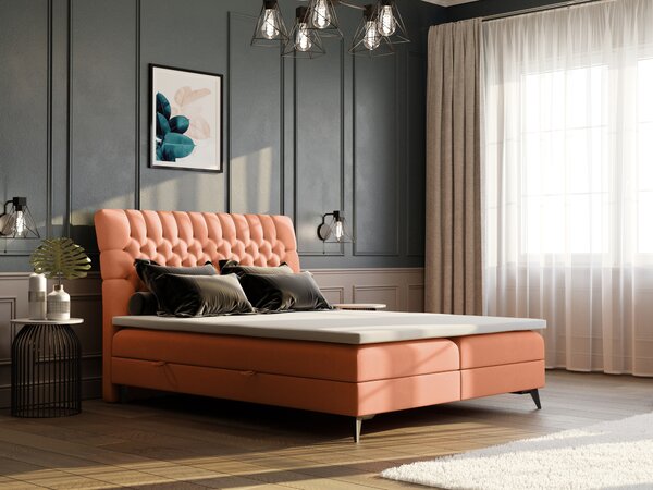 Kontinentálna posteľ 140 cm Molera (oranžová) (s úložným priestorom). Vlastná spoľahlivá doprava až k Vám domov. 1044265