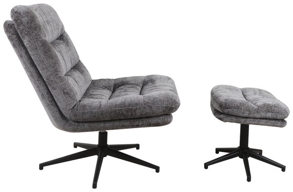 RELAXAČNÉ KRESLO S PODNOŽKOU, kov, textil, antracitová Cantus - Kreslá