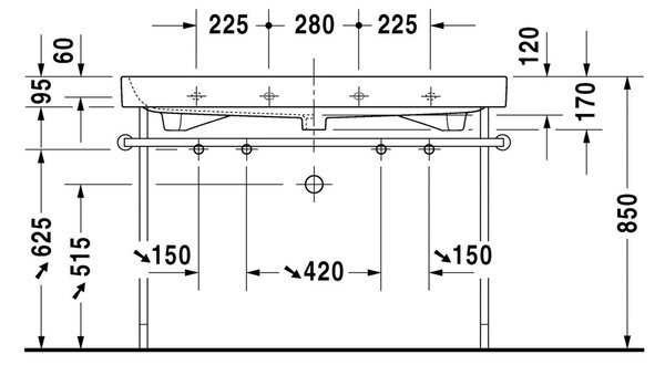 Duravit Happy D.2 - Umývadlo do nábytku 1200x505 mm, s prepadom, biela 2318120024