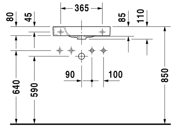Duravit Happy D.2 - Umývadielko 500x220 mm, otvor na batériu vľavo, biela 0711500009