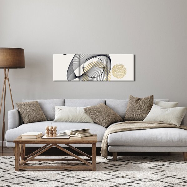 Obraz - Geometrické tvary N⁰3 (s hodinami) (90x30 cm)