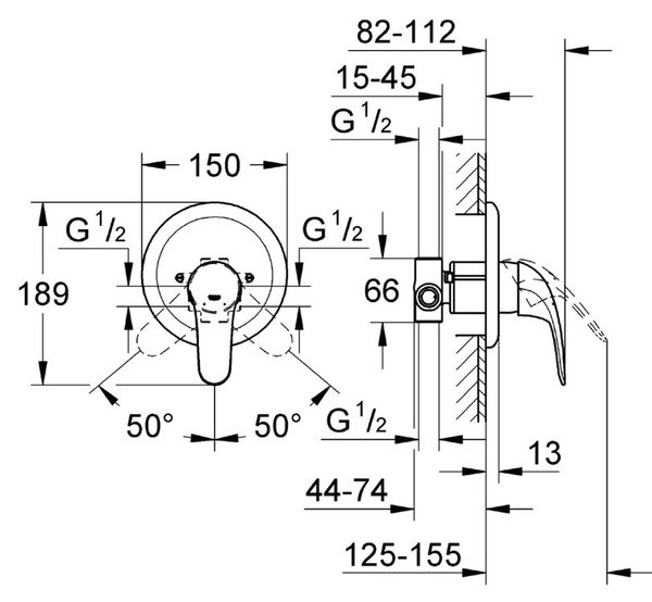 GROHE Eurosmart - Páková sprchová batéria, chróm 33556002