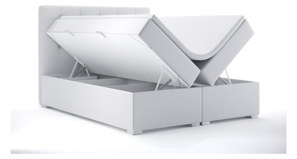 NovýNábytok.sk Manželská posteľ Boxspring 160 cm Ronda (biela ekokoža) (s úložným priestorom). Akcia -20%. Vlastná spoľahlivá doprava až k Vám domov. 1044320