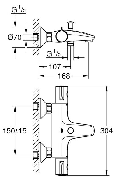 GROHE Grohtherm 800 - Termostatická vaňová batéria, chróm 34567000