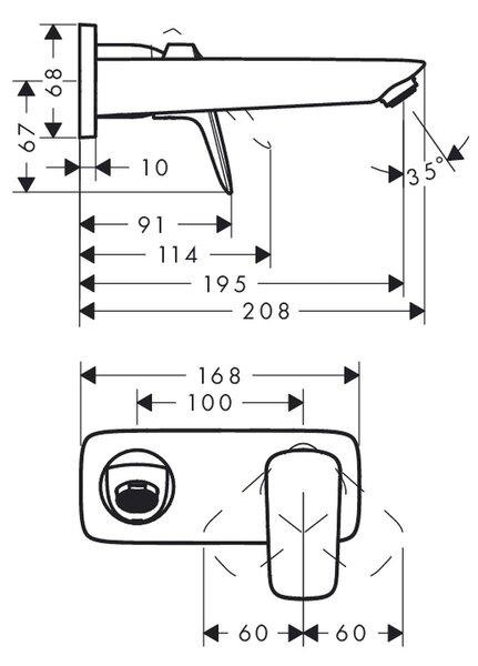 Hansgrohe Logis - Umývadlová batéria pod omietku, výtok 195 mm, chróm 71220000