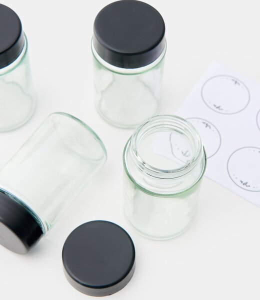 Sinsay - Súprava nádob na korenie so štítkami 4 pack - clear