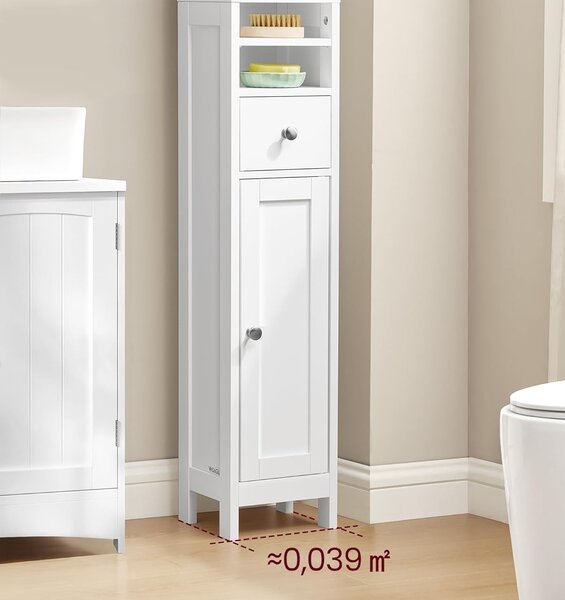 SONGMICS Vysoká kúpeľňová skrinka Derry 21,4 cm biela